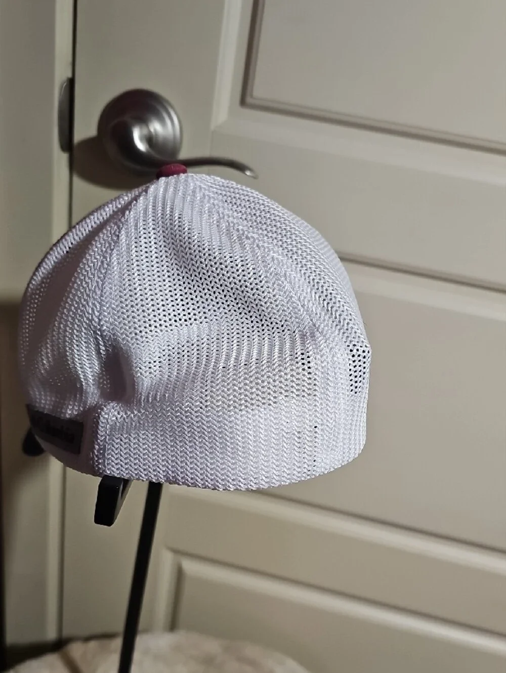 Patriotic Maroon and Navy Trucker Hat with Flag Patch